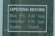 Vinyl window lettering opening hours image